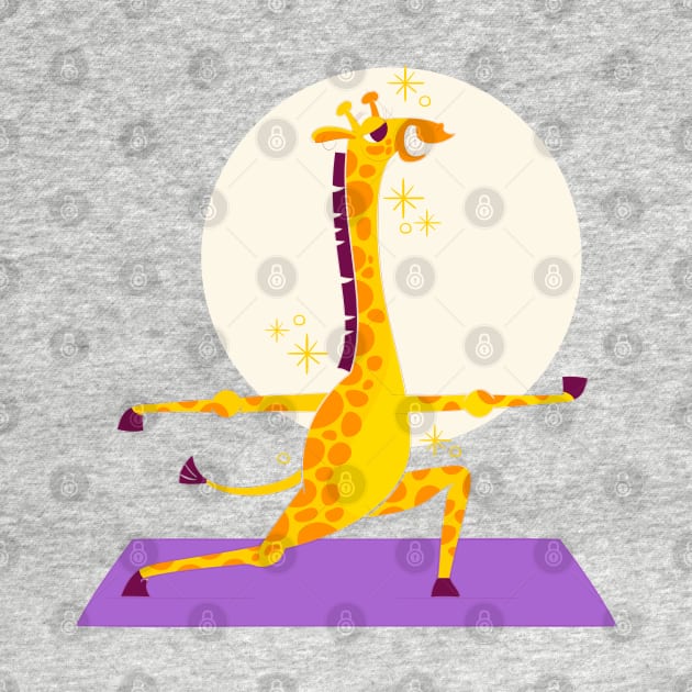 Hand Drawn Giraffe Yoga by Mako Design 